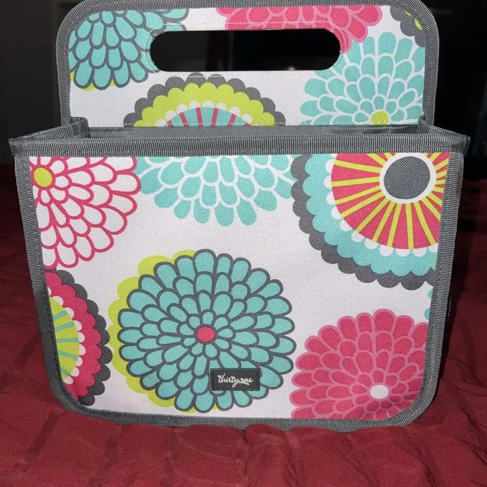 Thirty One Double Duty Caddy w/ Handle Vibrant Floral Print NEW